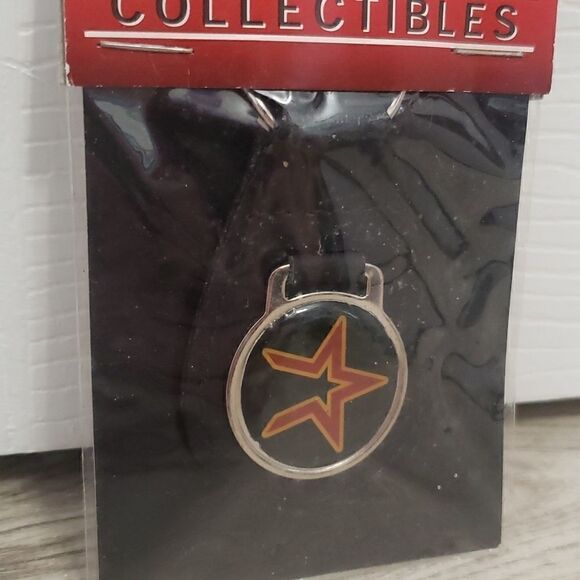 Houston Astros Retro Logo Black Leather Keychain. New - Picture 2 of 3